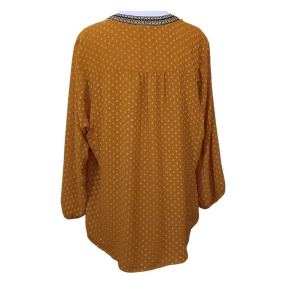 DR2 Blouse Peasant Top XL Flowy Artsy Boho Embroidery Golden Career Office Event - Picture 3 of 13
